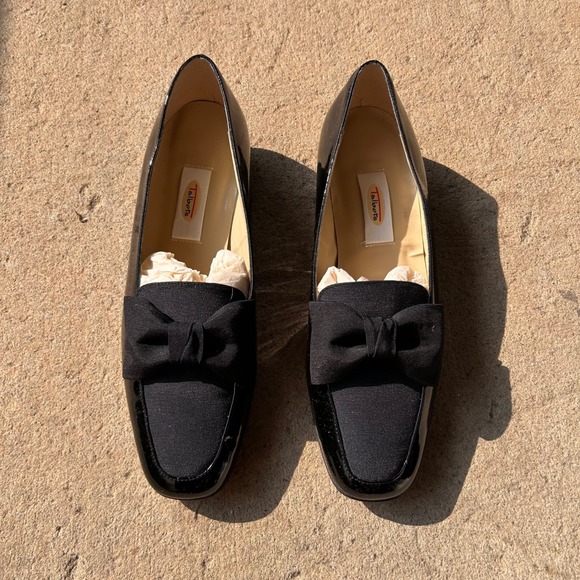 Talbots Shoes - Talbots Jayna Loafers Women Black Patent Leather Grosgrain Bow Size 7M
